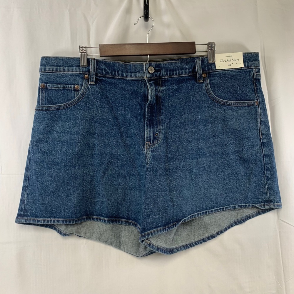 Abercrombie & Fitch The Dad Short Womens 35 Blue High Rise Denim Shorts 42x5